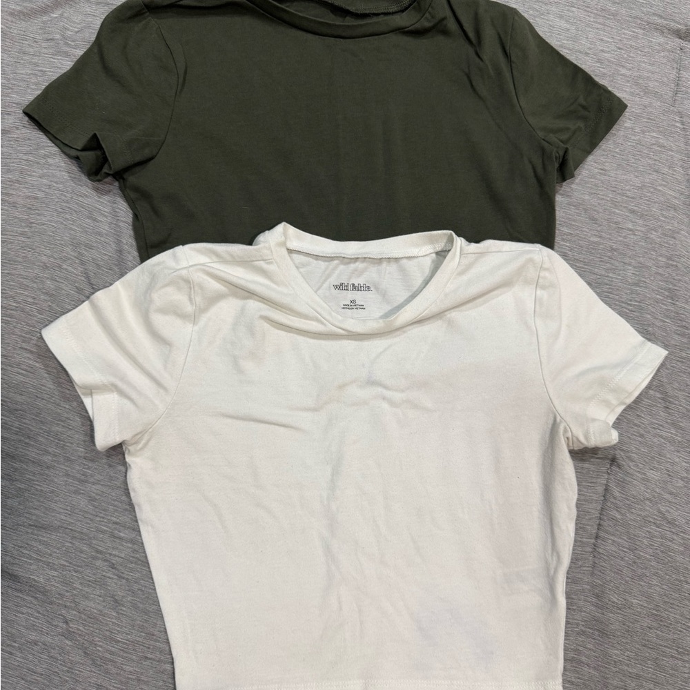 Wild Fable Green and White T-Shirts
